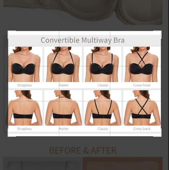 SEA BBOT Push Up Convertible Strapless Bra in Beige Size 42B - Picture 7 of 7